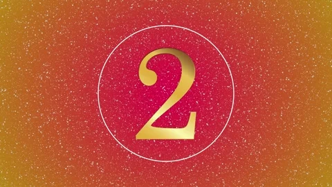 Gold Number 2 with Animated Circle Ring on Glittery Red Background Stock Footage 345969476