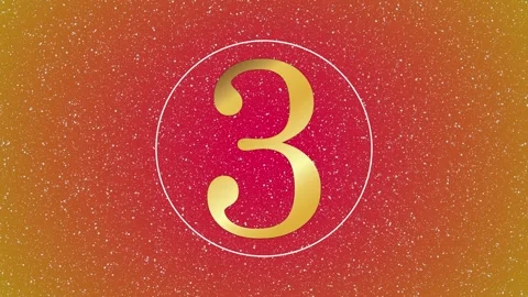 Gold Number 3 with Animated Circle Ring on Glittery Red Background Stock Footage 345969577
