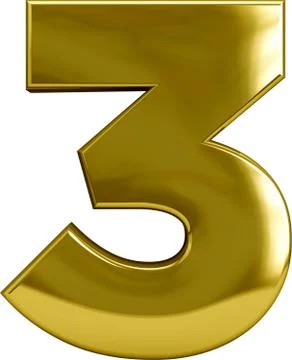 Gold Number 3 (Three) Stock Illustration