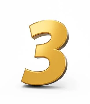 Gold number 3 Three isolated white background. shiny 3d number 3 made of go.. Stock Illustration