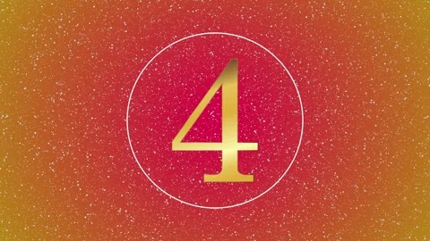 Gold Number 4 with Animated Circle Ring on Glittery Red Background Stock Footage 345969589