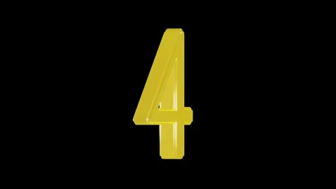 Gold number 4 isolated on alpha channel, seamless loop Stock Footage 75939359