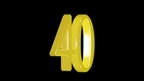 Gold number 40 isolated on alpha channel, seamless loop Stock Footage 75945968