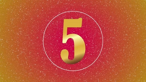Gold Number 5 with Animated Circle Ring on Glittery Red Background Stock Footage 346116734