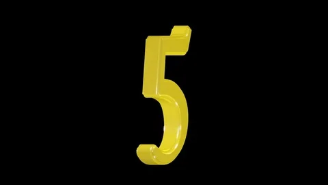 Gold number 5 isolated on alpha channel, seamless loop Stock Footage 75939337