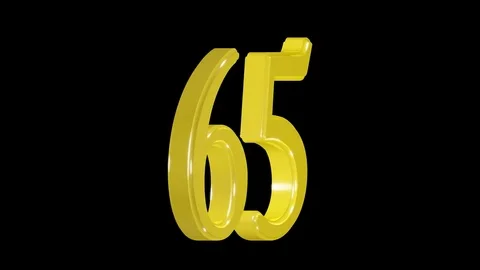 Gold number 65 isolated on alpha channel, seamless loop Stock Footage 75957063