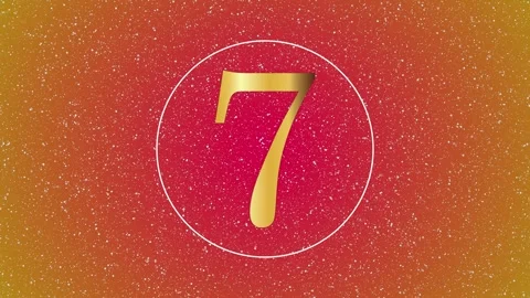 Gold Number 7 with Animated Circle Ring on Glittery Red Background Stock Footage 346118356