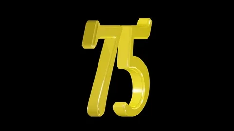 Gold number 75 isolated on alpha channel, seamless loop Stock Footage 75958273