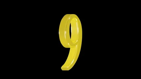Gold number 9 isolated on alpha channel, seamless loop Stock Footage 75939381