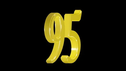 Gold number 95 isolated on alpha channel, seamless loop Stock Footage 75960804
