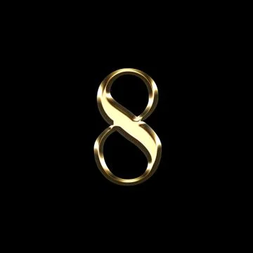Gold number eight 3D illustration Stock Illustration