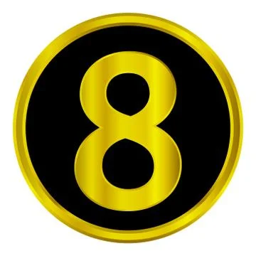 Gold number eight button Ilustração Stock