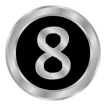 Gold number eight button. Ilustração Stock