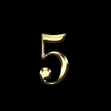 Gold number five 3D illustration Stock Illustration