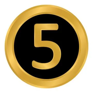 Gold number five button. Ilustração Stock
