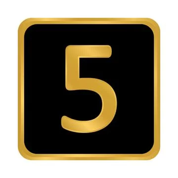 Gold number five button. Ilustração Stock