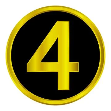 Gold number four button Ilustração Stock