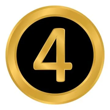 Gold number four button. Ilustração Stock