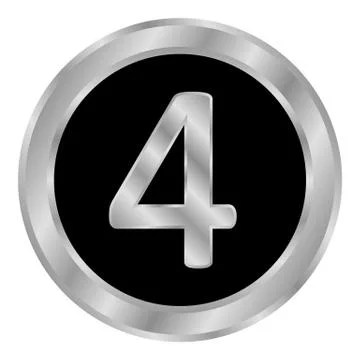 Gold number four button. Ilustração Stock