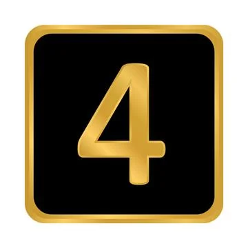 Gold number four button. Ilustração Stock