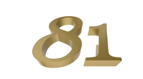 Gold number metal 3d render illustration 81 Stock Illustration