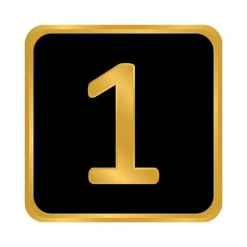 Gold number one button. Ilustração Stock