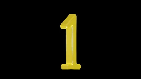 Gold number one isolated on alpha channel, seamless loop Stock Footage 75939383