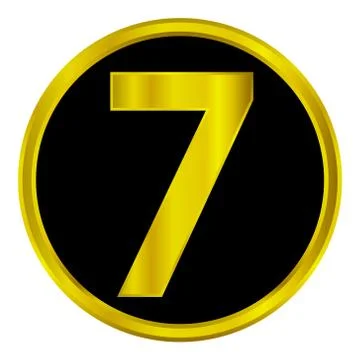 Gold number seven button Ilustração Stock
