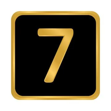 Gold number seven button. Ilustração Stock
