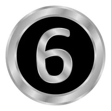 Gold number six button. Ilustração Stock