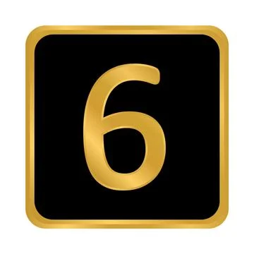 Gold number six button. Ilustração Stock