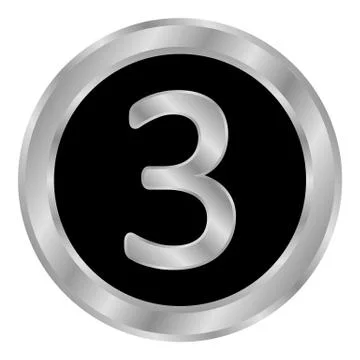 Gold number three button. Ilustração Stock