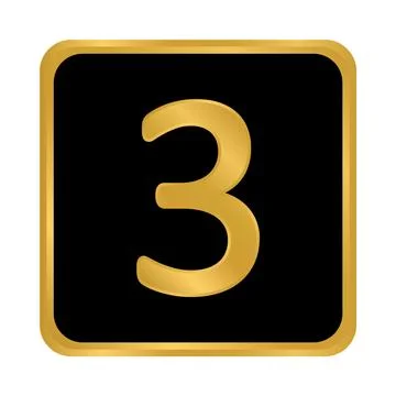 Gold number three button. Ilustração Stock