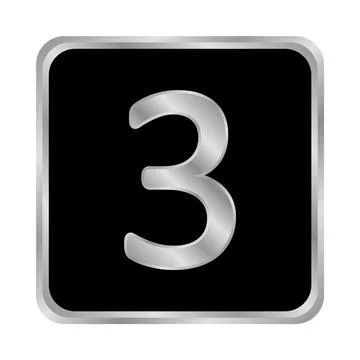 Gold number three button. Ilustração Stock