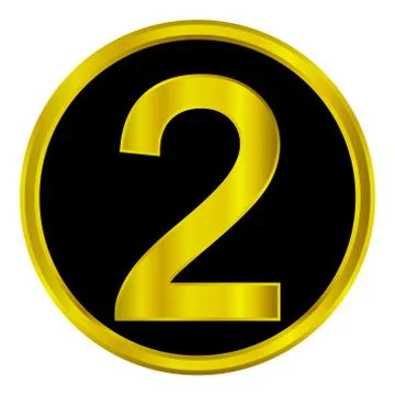 Gold number two button Ilustração Stock