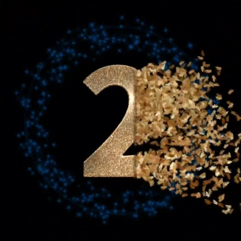 Gold Number Two Disintegrating Particles Animation Clip Stockbeeldmateriaal 328898310