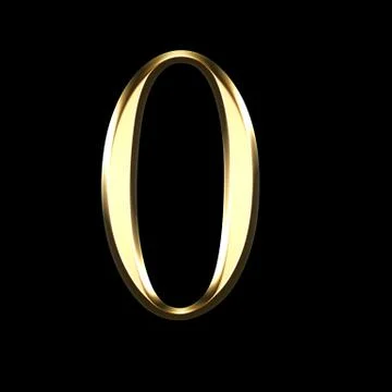 Gold number zero 3D illustration Stock Illustration