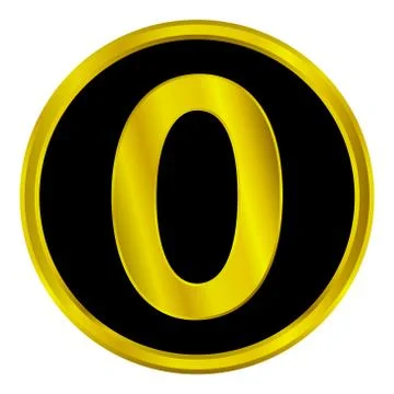 Gold number zero button Ilustração Stock