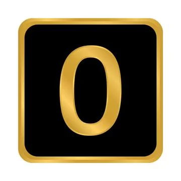 Gold number zero button. Ilustração Stock