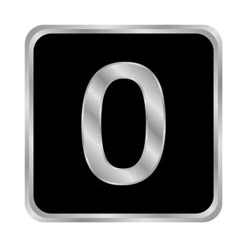 Gold number zero button. Ilustração Stock