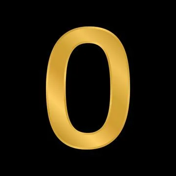 Gold number zero symbol. Ilustração Stock