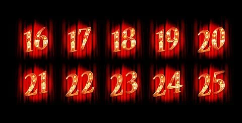 Gold numbers 16-25. Vector illustration Stock Illustration