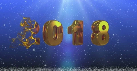 Gold numbers 2018 on a blue background Stock Footage 81868249