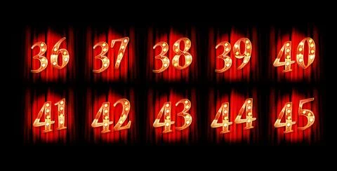 Gold numbers 36-45. Vector illustration Stock Illustration
