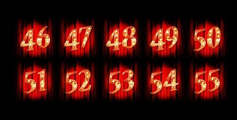 Gold numbers 46-55. Vector illustration Stock Illustration