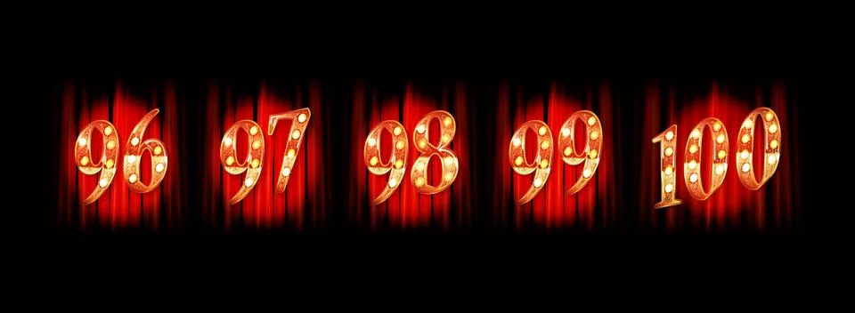 Gold numbers 96-100, Vector Stock Illustration