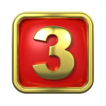 Gold Numbers in Frame, on Red Background. Illustrazione stock