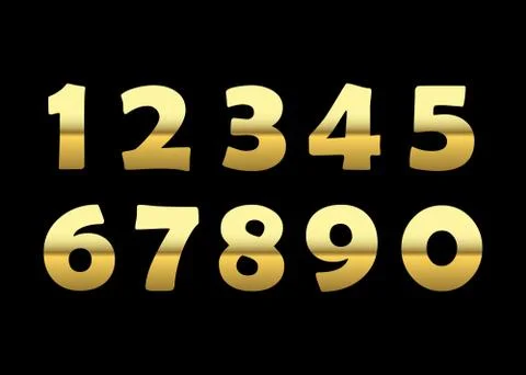 Gold numbers isolated Stock Illustration