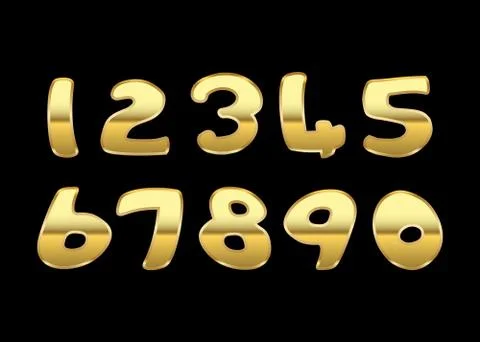 Gold numbers isolated Stock Illustration