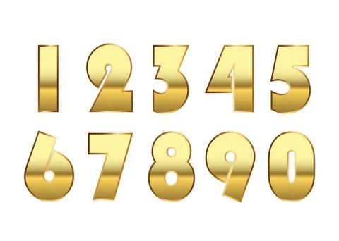 Gold numbers isolated Stock Illustration